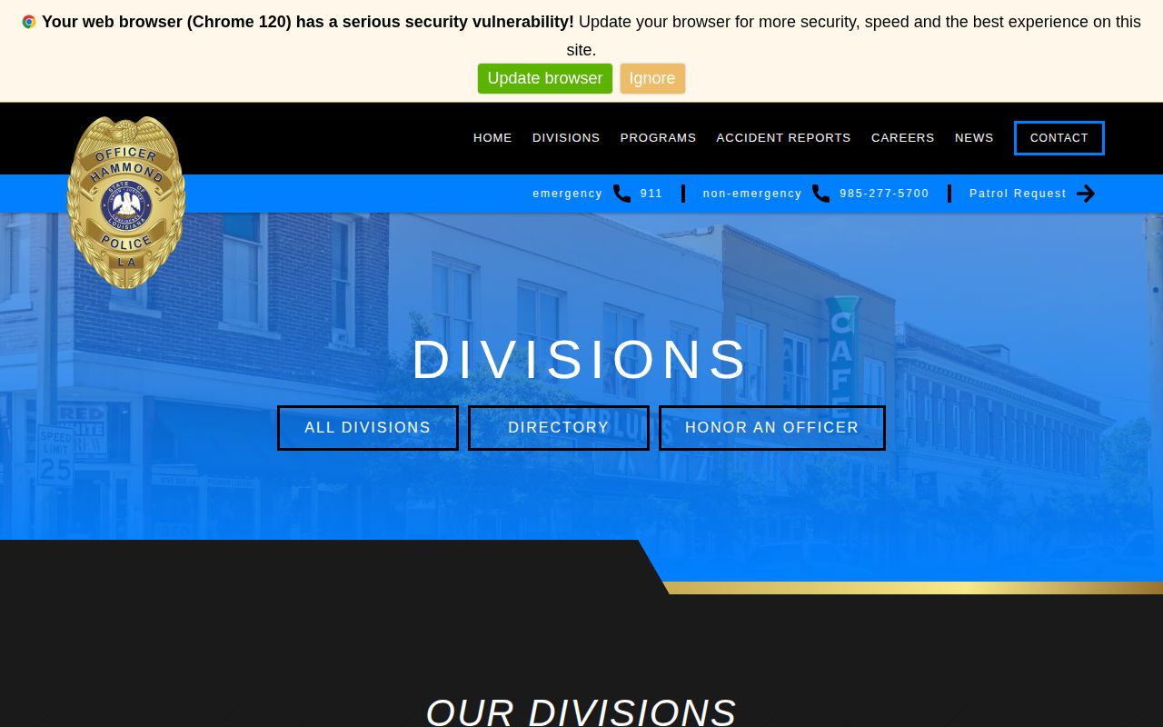 Hammond Police Corrections and arrest records divisions